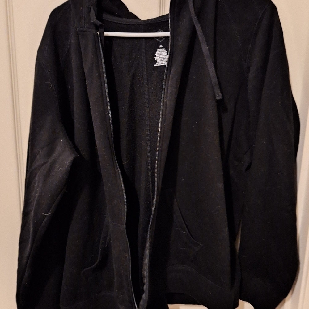 St Johns Bay Black Zip Front Hooded Sweatshirt Jacket Juniors
